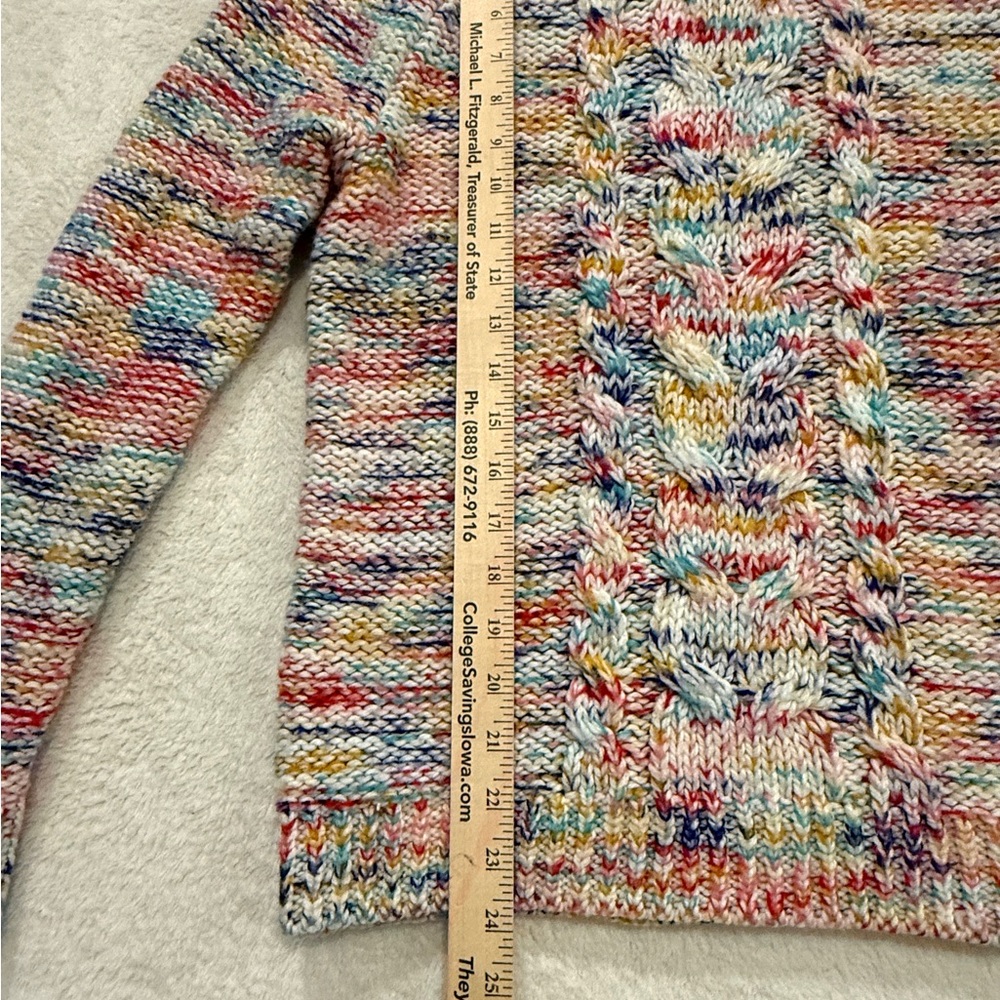 LOFT Multicolor Knit Sweater Size M Cozy Chunky Cable Knit Crewneck - Picture 15 of 15